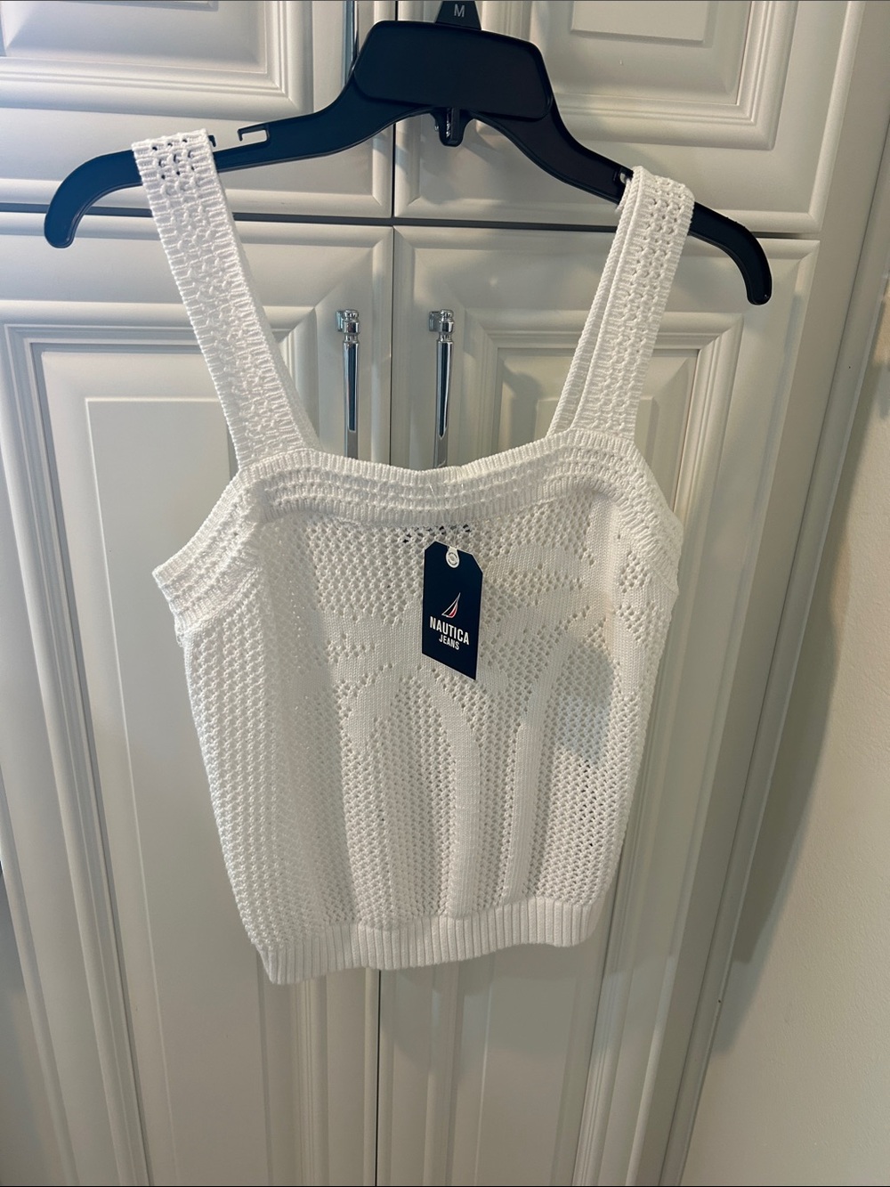 Nautica White Knit Square-Neck Tank